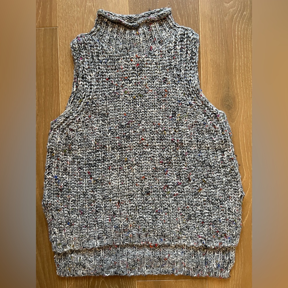 Anthropologie Moth Wool Cotton Blend Sleeveless Sweater Mockneck Grey Size Small